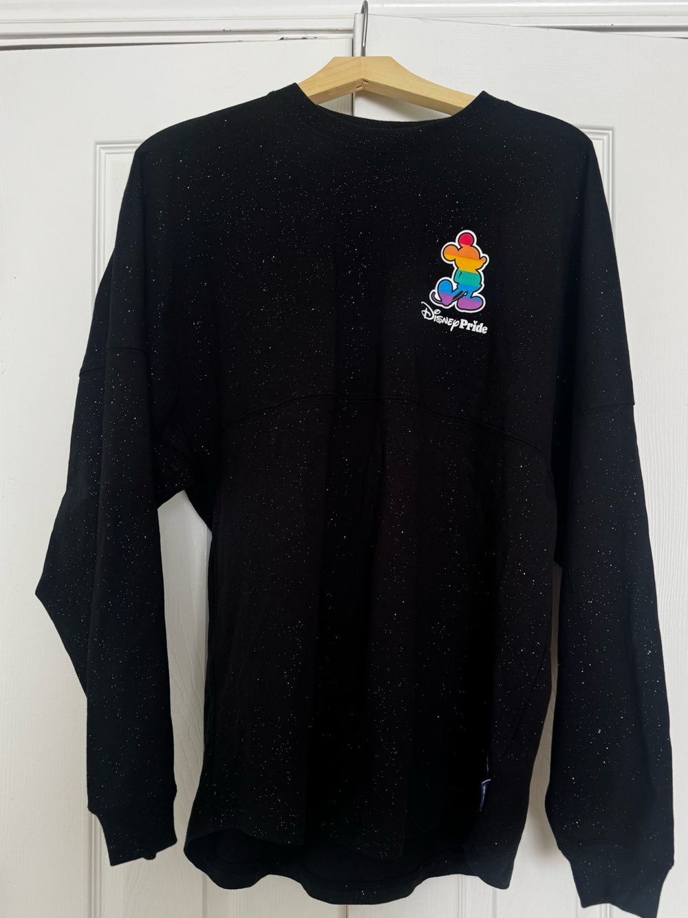 Official Disney rainbow Pride with silver sparkle Black Long-Sleeve Top